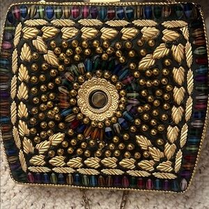 Lulu's Gold Clutch Elegant Wristlet Bag